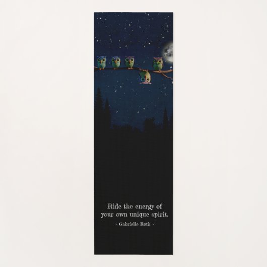 引用文のコラージュ違うをユニーク使ったフクロウ ヨガマット (正面)