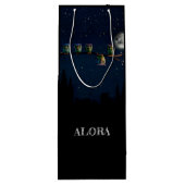 引用文のコラージュ違うをユニーク使ったフクロウ ワインギフトバッグ (裏面)