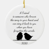 引用文のハートと鳥 セラミックオーナメント (裏面)