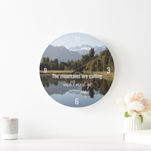 引用文の山のテーマの時計 ラージ壁時計 (ホーム)