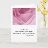 引用文の挨拶状のピンクのバラ カード (黄色い花)