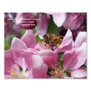 引用文のCrabappleの花の蜂蜜の蜂 フォトプリント