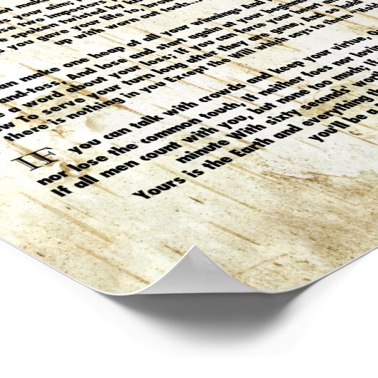 引用文もしby Rudyard Kipling 1895 on Tree Bark ポスター (角)