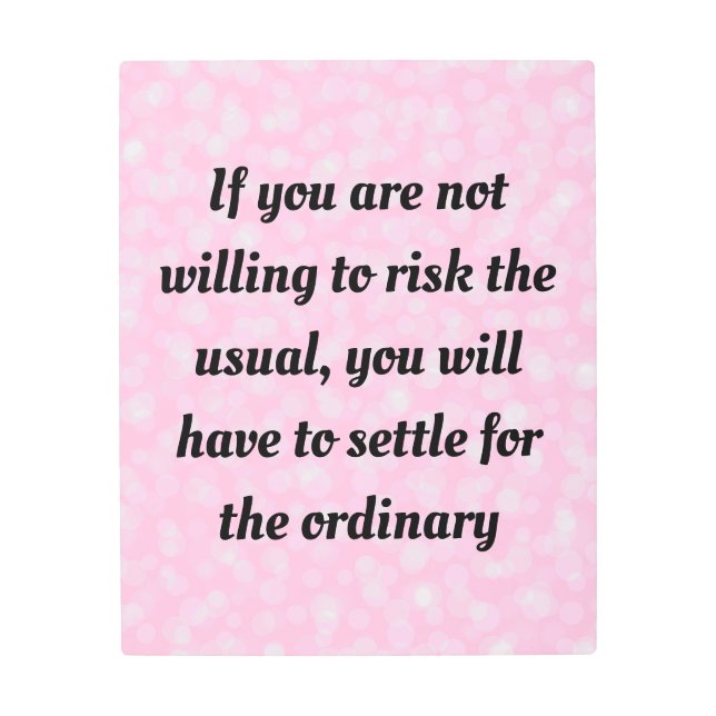 引用文やる気を起こさせるとことわざピンクガーリー メタルプリント (正面)