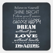 引用文やる気を起こさせるの主張 スクエアシール (正面)