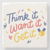 引用文やる気を起こさせるアート ストーンコースター (正面)