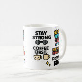 引用文やる気を起こさせるコーヒー&フィットネスマグカップ コーヒーマグカップ (正面右)