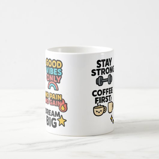 引用文やる気を起こさせるコーヒー&フィットネスマグカップ コーヒーマグカップ (中央)