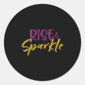 引用文やる気を起こさせるシャツライズとスパークルグリッター ラウンドシール (正面)