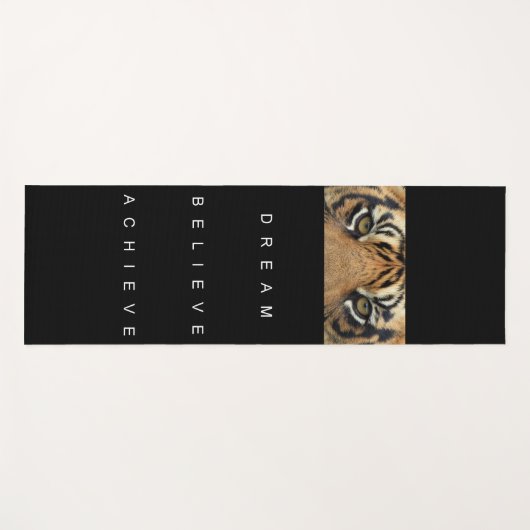 引用文やる気を起こさせるタイガーアイズブラックテンプレート ヨガマット (正面(横))