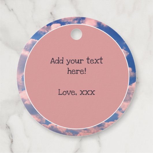 引用文やる気を起こさせるバイブル聖句パステルピンククラウド フェイバータグ (裏面)