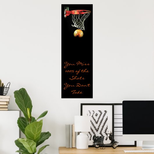 引用文やる気を起こさせるバスケットボールドアポスター ポスター (ホームオフィス)