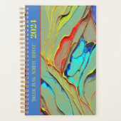 引用文やる気を起こさせるレトロ水色インクデザイン プランナー手帳 (正面)