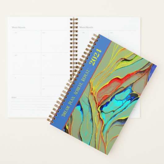 引用文やる気を起こさせるレトロ水色インクデザイン プランナー手帳 (ディスプレー)