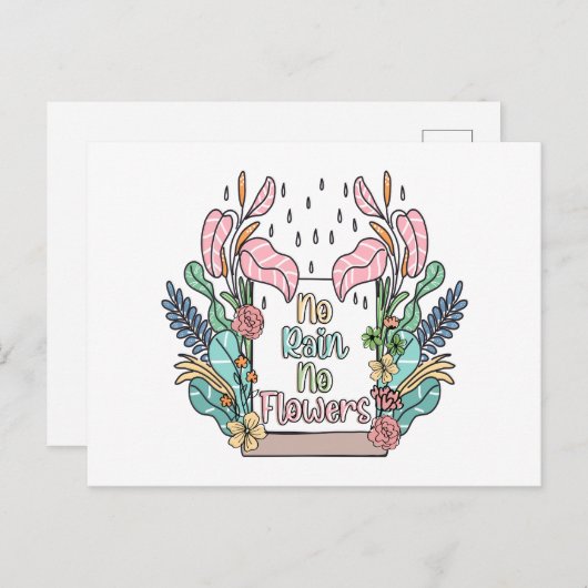 引用文やる気を起こさせるNo雨No花 ポストカード (正面/裏面)