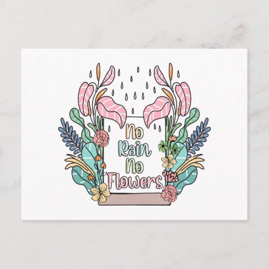 引用文やる気を起こさせるNo雨No花 ポストカード (正面)