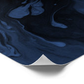 引用文を追加カスタムする黒い大理石、クラシック青 ポスター (角)