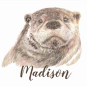 引用文ウオータカラーオッター動物名前をカスタムする シール (正面)