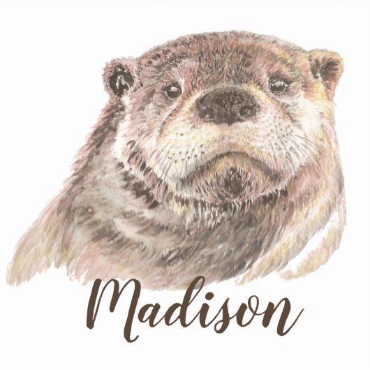 引用文ウオータカラーオッター動物名前をカスタムする シール (正面)