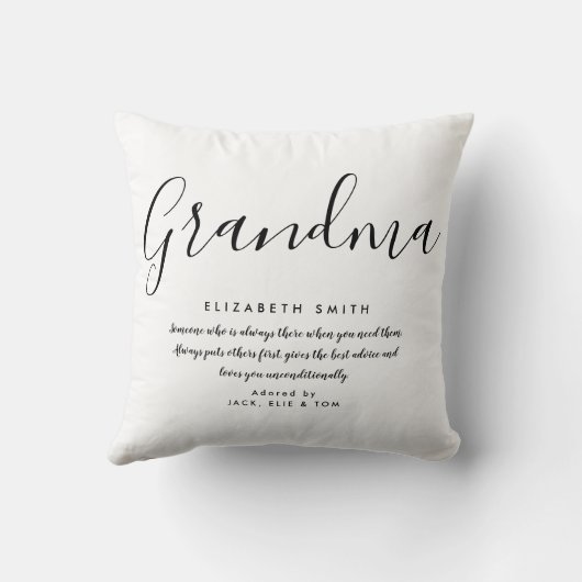 引用文エレガント黒と白 クッション (裏面)