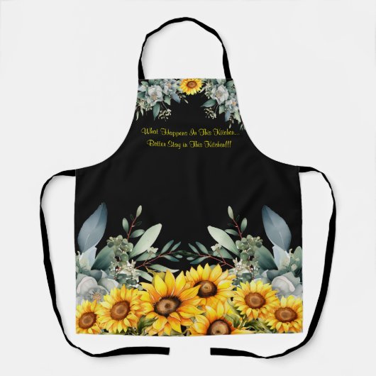 引用文オンかわいいヒマワリプリントエプロン エプロン (正面)