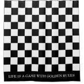 引用文オン白黒パター市松模様にン シャワーカーテン (正面)