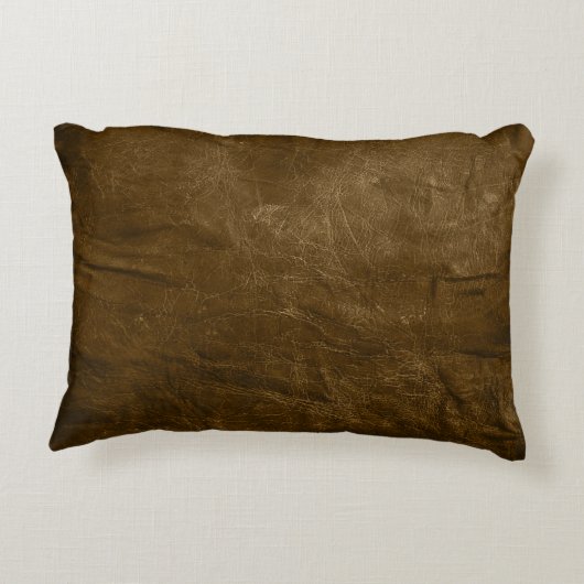 引用文オン茶色のレザーアクセント枕 アクセントクッション (裏面)
