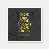 引用文カスタムグッドフードフレンズタイムズ スタンダードカクテルナプキン (正面)