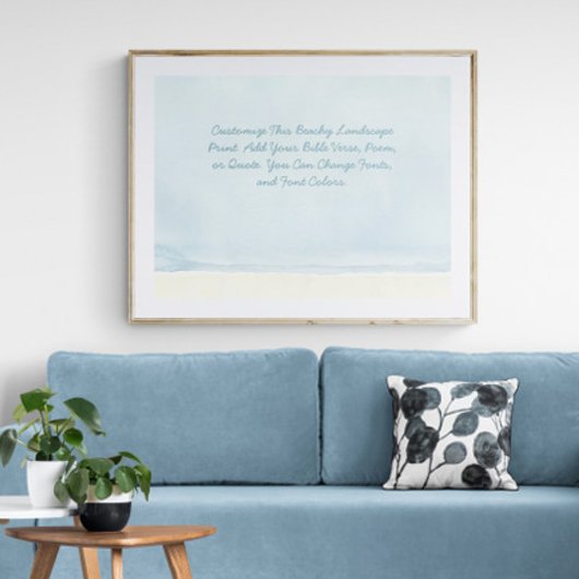 引用文カスタムバイブル聖句ビーチ水の色を追加 ポスター