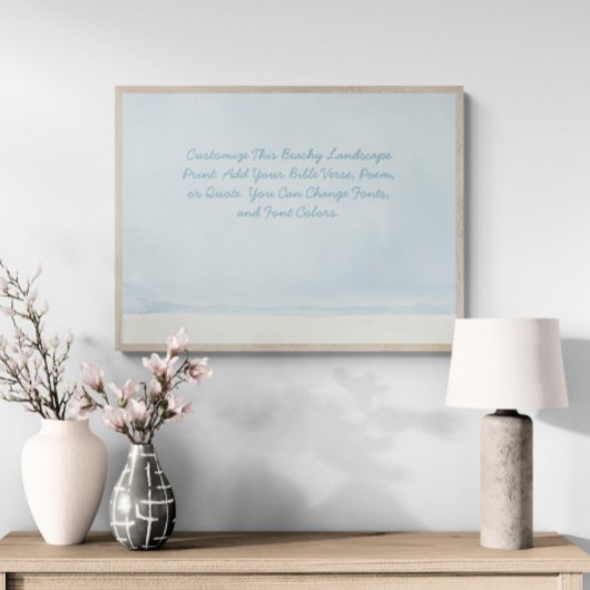 引用文カスタムバイブル聖句ビーチ水の色を追加 ポスター