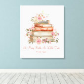 引用文カスタムブックスアンドヴィンテージピンクローズ キャンバスプリント (インサイチュ (ウッドフロア))