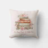 引用文カスタムブックスアンドヴィンテージピンクローズ クッション (正面)