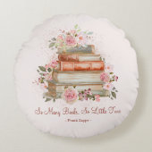 引用文カスタムブックスアンドヴィンテージピンクローズ ラウンドクッション (正面)