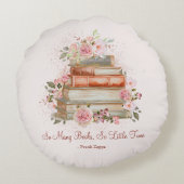 引用文カスタムブックスアンドヴィンテージピンクローズ ラウンドクッション (裏面)