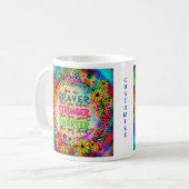 引用文カスタムブラバーカラフルフローラのインスピレーション コーヒーマグカップ (正面左)