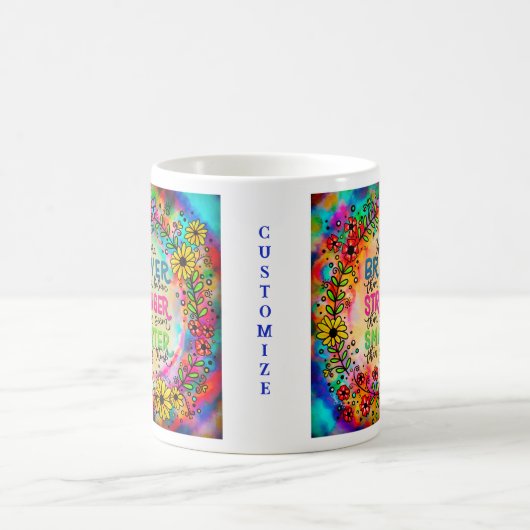引用文カスタムブラバーカラフルフローラのインスピレーション コーヒーマグカップ (中央)