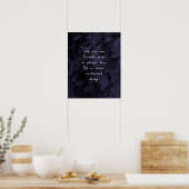 引用文カスタム黒大理石、ほこりっぽい紫を追加 ポスター (キッチン)