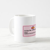 引用文カップ「小さな方法で主を愛する コーヒーマグカップ (正面左)