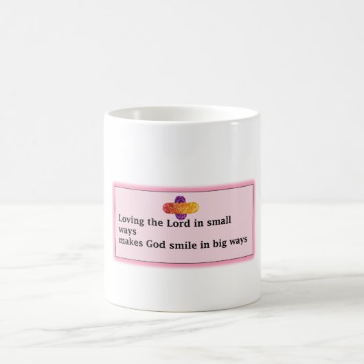 引用文カップ「小さな方法で主を愛する コーヒーマグカップ (中央)