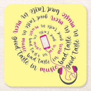 引用文ガーリー男性の音楽の悪趣味の良い味 スクエアペーパーコースター