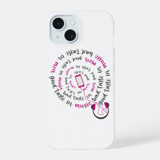 引用文ガーリー男性の音楽の悪趣味の良い味 iPhone 15ケース (裏面)