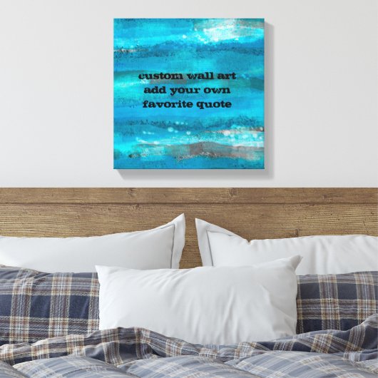 引用文キャンバスカスタムアートの追加ターコイズストライプ キャンバスプリント (インサイチュ (寝室))