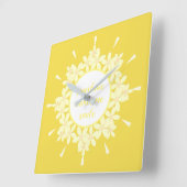 引用文サンシャインイエローデイジーフラワーウォールクロック スクエア壁時計 (傾斜)