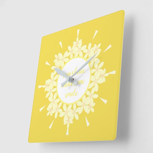 引用文サンシャインイエローデイジーフラワーウォールクロック スクエア壁時計 (傾斜)