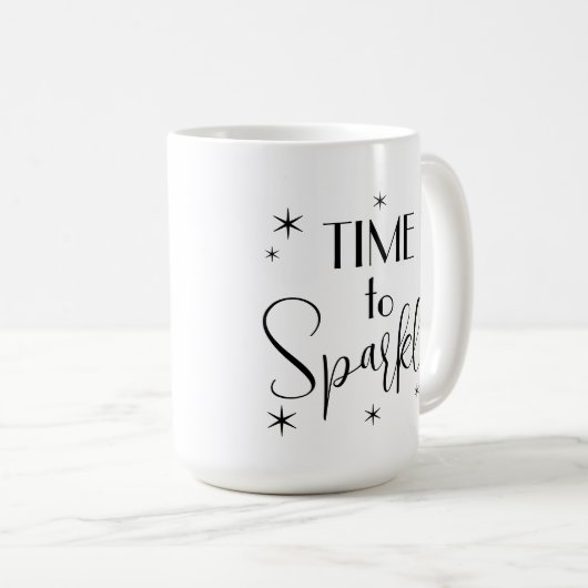 引用文シンプルタイムトゥスパークルタイポグラフィ星 コーヒーマグカップ (正面右)