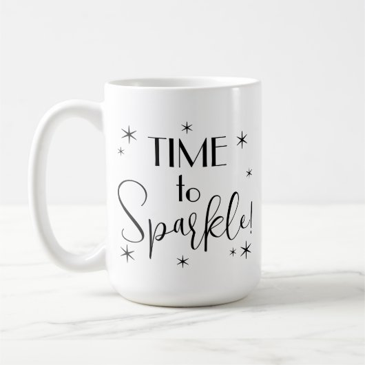 引用文シンプルタイムトゥスパークルタイポグラフィ星 コーヒーマグカップ (左)