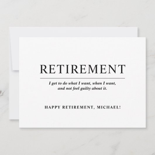 引用文シンプル白黒リタイアメントパーティー 招待状 (正面)