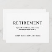 引用文シンプル白黒リタイアメントパーティー 招待状 (正面/裏面)