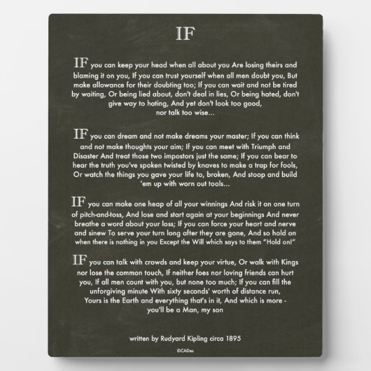 引用文バイもしルドヤード・キプリング(ジャングルブック作家) フォトプラーク (正面)