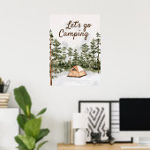 引用文パーソナライズされたウォーターカラーキャンピングin自然 ポスター (ホームオフィス)